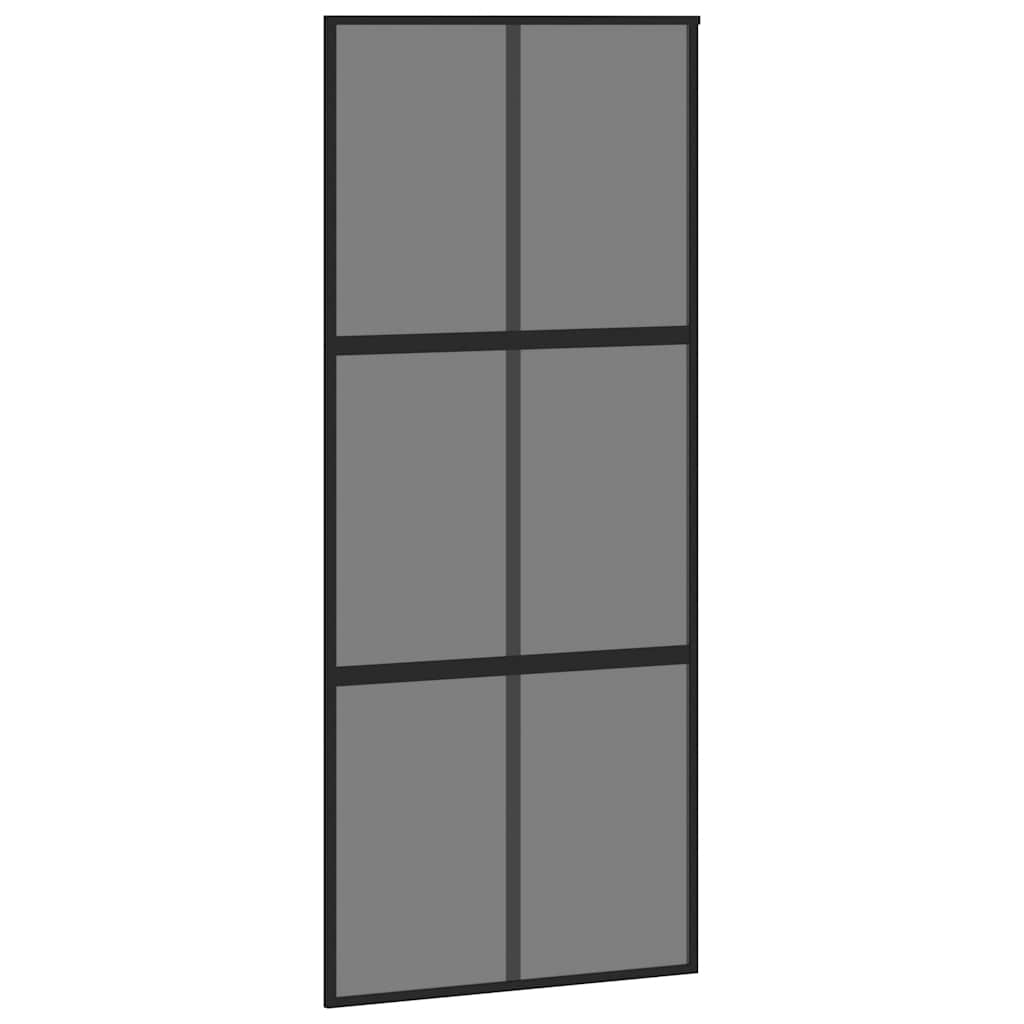 vidaXL Sliding Door with Hardware Set Black 90x205 cm Tempered Glass 5