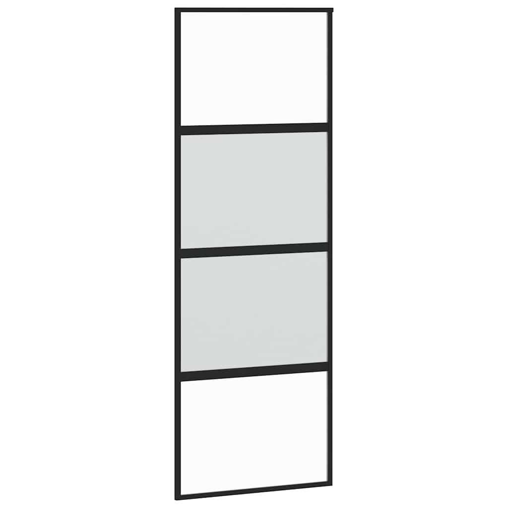 vidaXL Sliding Door with Hardware Set Black 76x205 cm Tempered Glass 5