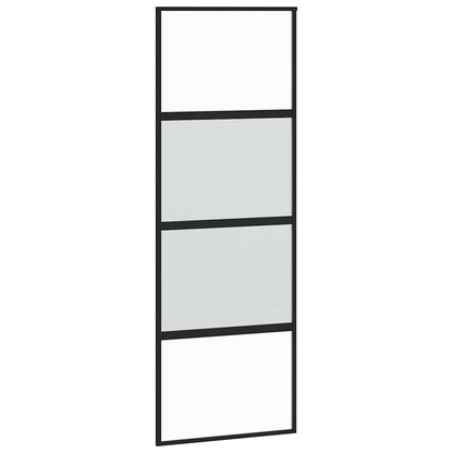 vidaXL Sliding Door with Hardware Set Black 76x205 cm Tempered Glass 5