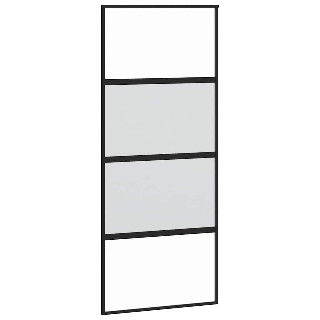 vidaXL Sliding Door with Hardware Set Black 90x205 cm Tempered Glass 5