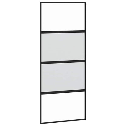 vidaXL Sliding Door with Hardware Set Black 90x205 cm Tempered Glass 5