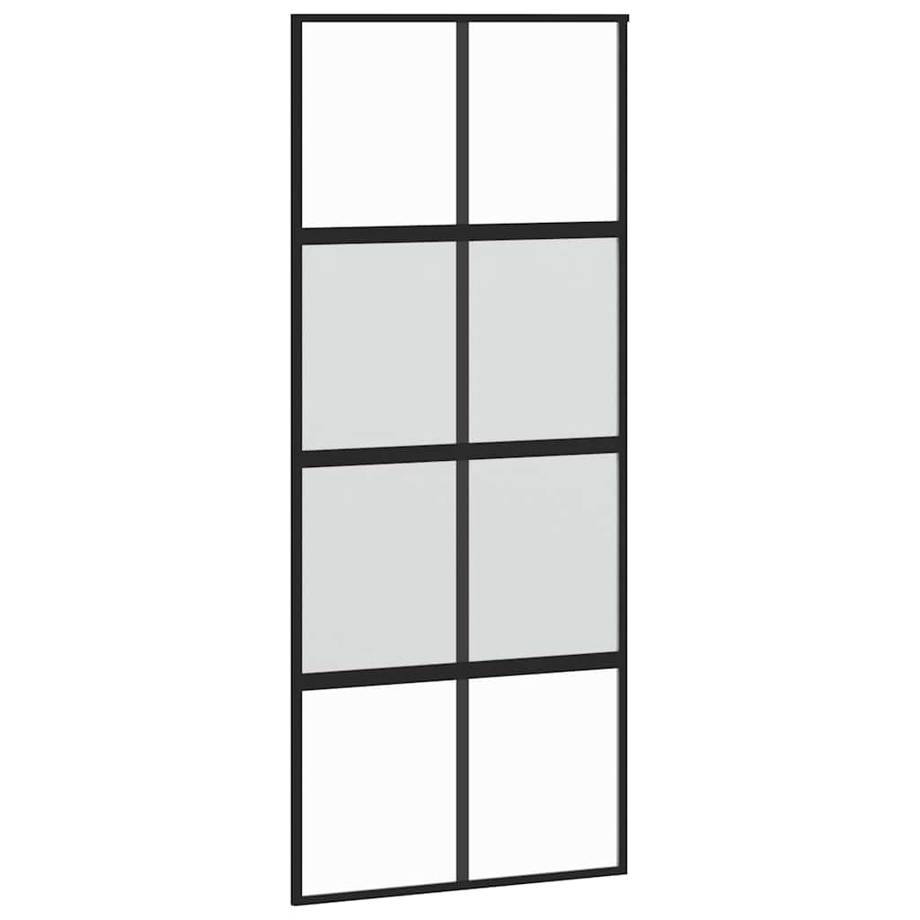vidaXL Sliding Door with Hardware Set Black 90x205 cm Tempered Glass 5
