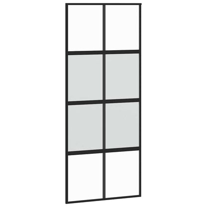 vidaXL Sliding Door with Hardware Set Black 90x205 cm Tempered Glass 5