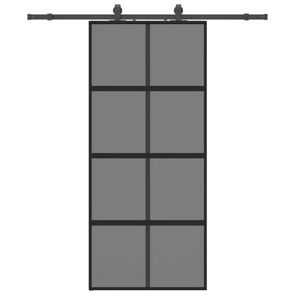 vidaXL Sliding Door with Hardware Set Black 90x205 cm Tempered Glass 2