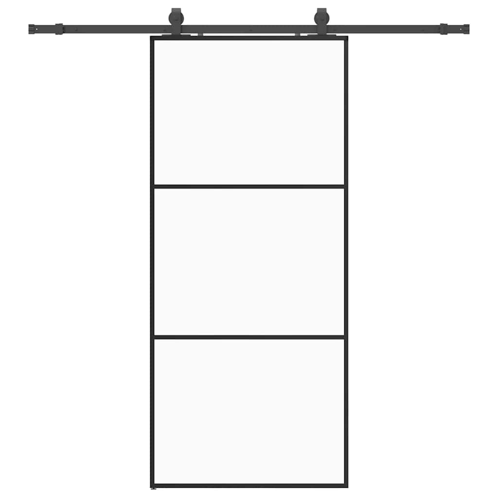 vidaXL Sliding Door with Hardware Set Black 90x205 cm ESG Glass 2