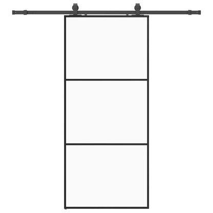 vidaXL Sliding Door with Hardware Set Black 90x205 cm ESG Glass 2
