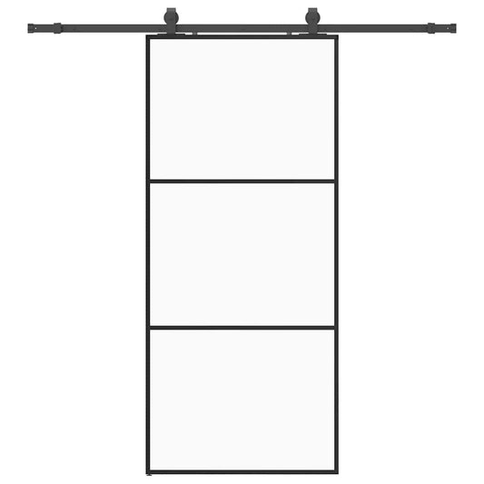 vidaXL Sliding Door with Hardware Set Black 90x205 cm ESG Glass 2