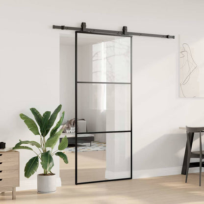 vidaXL Sliding Door with Hardware Set Black 90x205 cm ESG Glass 3