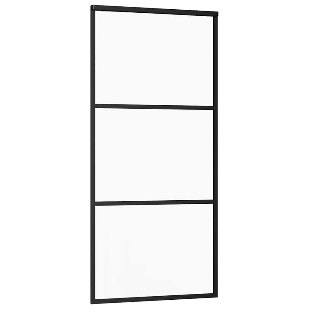 vidaXL Sliding Door with Hardware Set Black 90x205 cm ESG Glass 5