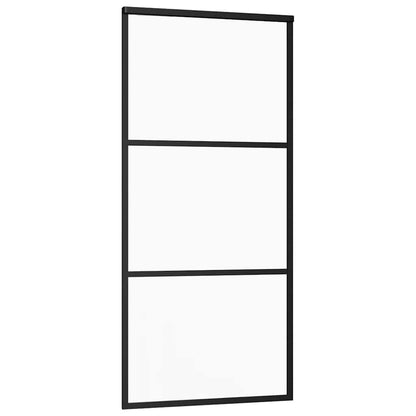 vidaXL Sliding Door with Hardware Set Black 90x205 cm ESG Glass 5