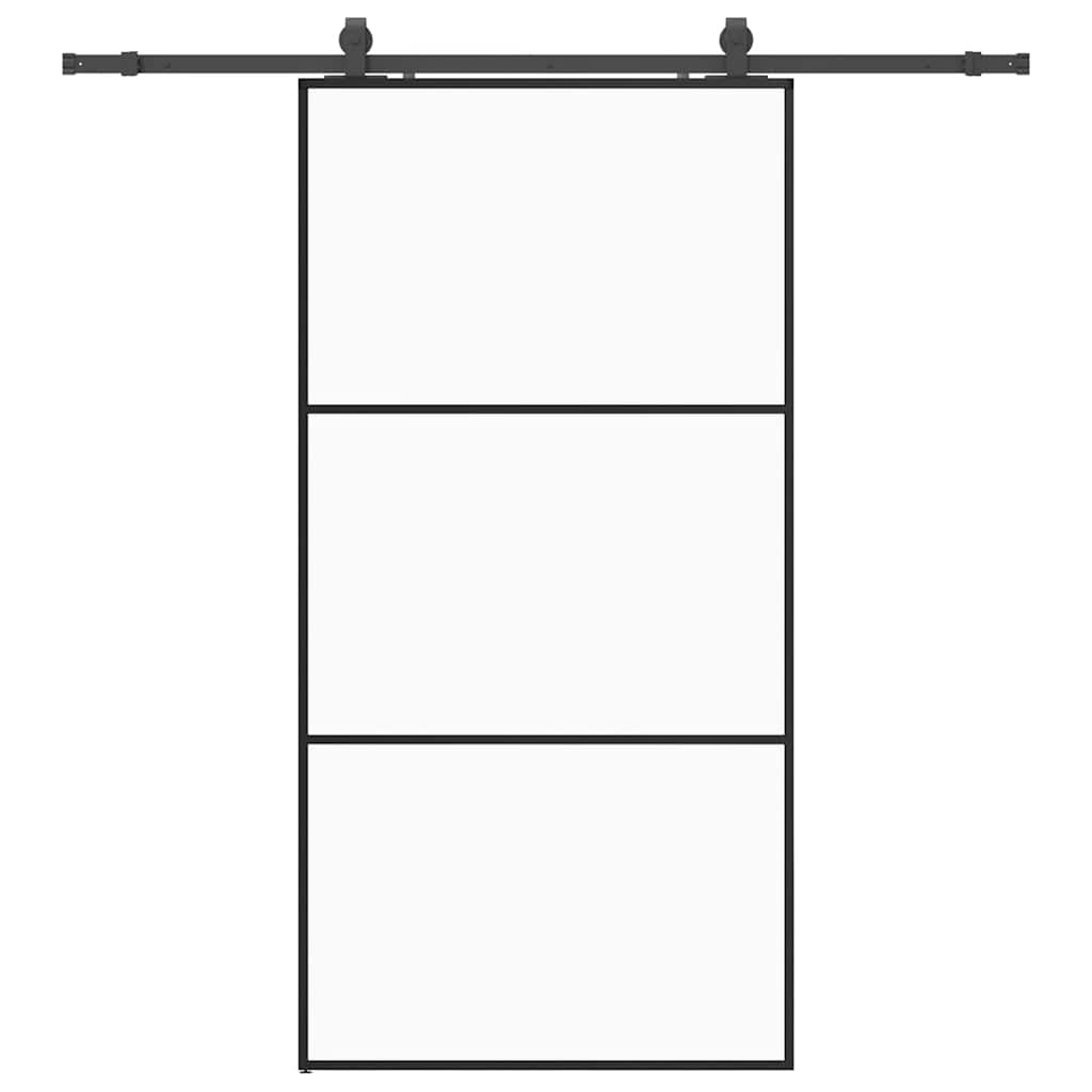 vidaXL Sliding Door with Hardware Set Black 102x205 cm ESG Glass 2