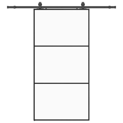 vidaXL Sliding Door with Hardware Set Black 102x205 cm ESG Glass 2
