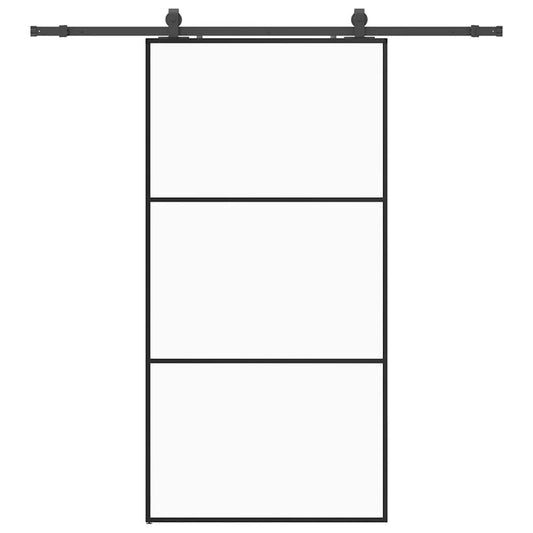 vidaXL Sliding Door with Hardware Set Black 102x205 cm ESG Glass 2