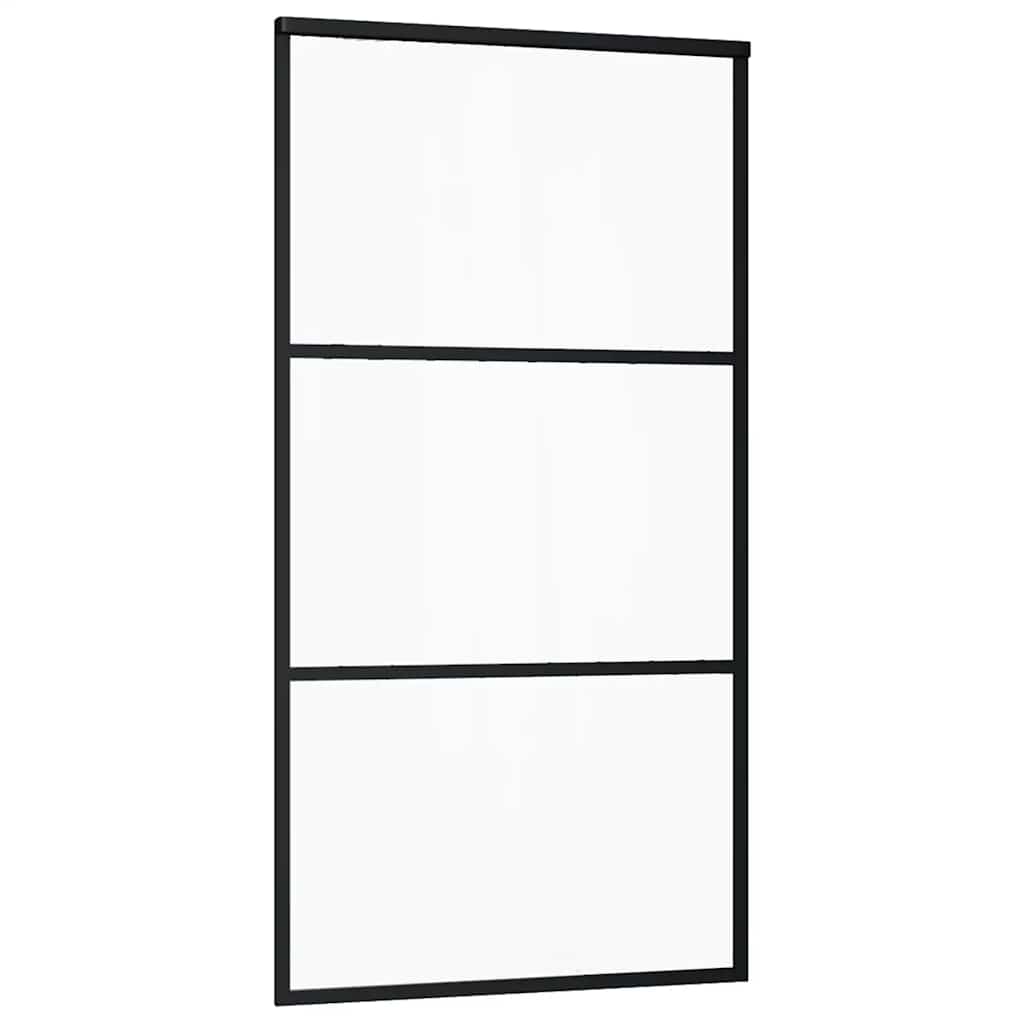vidaXL Sliding Door with Hardware Set Black 102x205 cm ESG Glass 5