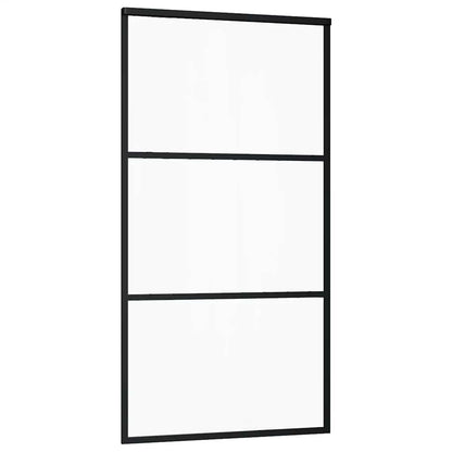 vidaXL Sliding Door with Hardware Set Black 102x205 cm ESG Glass 5