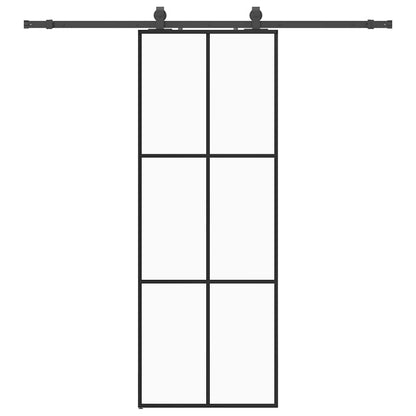 vidaXL Sliding Door with Hardware Set Black 76x205 cm ESG Glass 2
