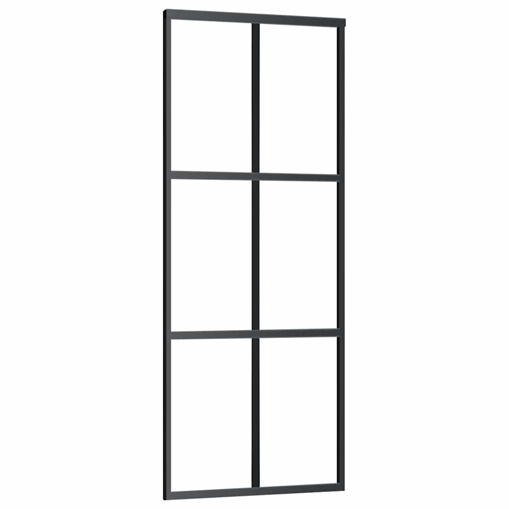 vidaXL Sliding Door with Hardware Set Black 76x205 cm ESG Glass 5