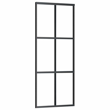 vidaXL Sliding Door with Hardware Set Black 76x205 cm ESG Glass 5