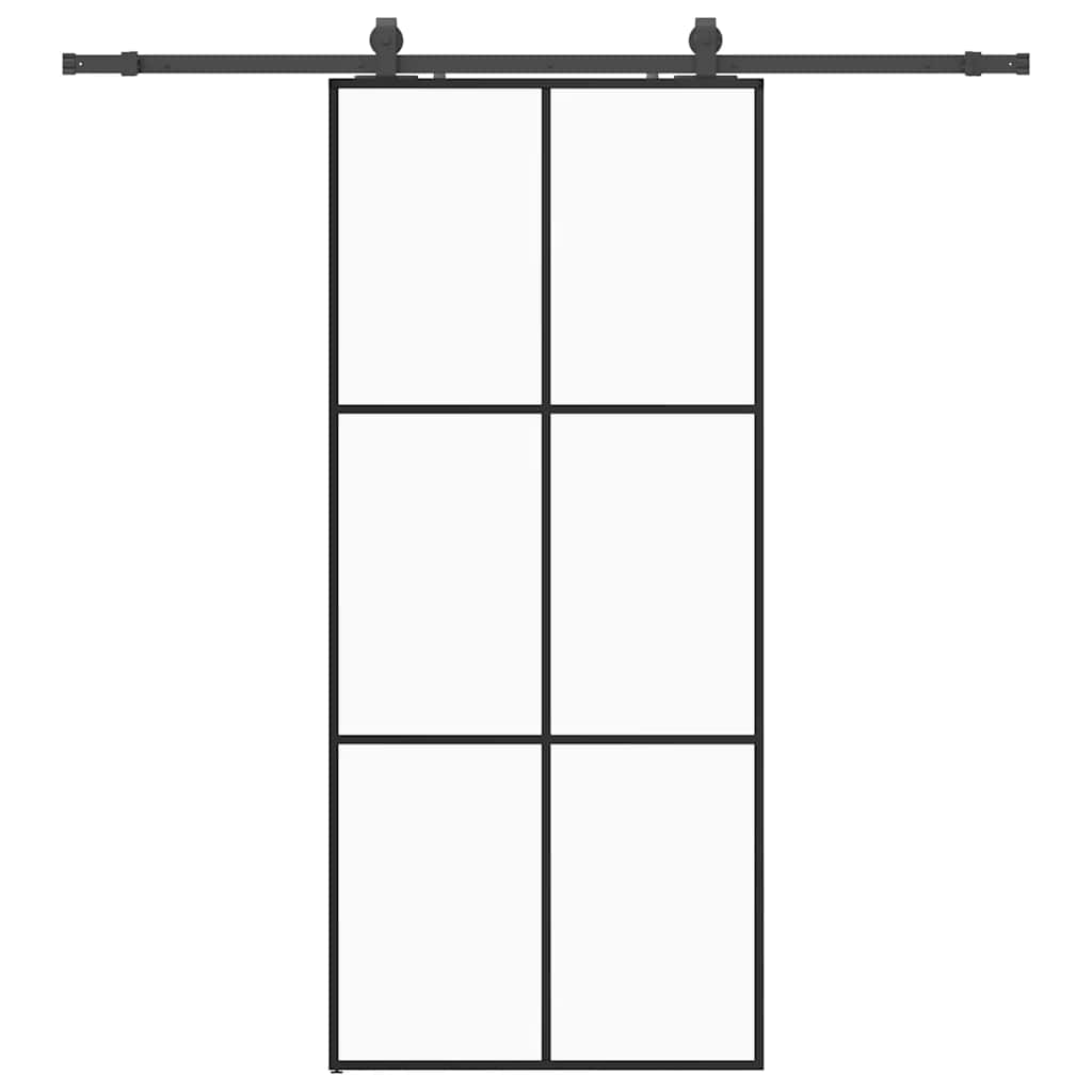 vidaXL Sliding Door with Hardware Set Black 90x205 cm ESG Glass 2