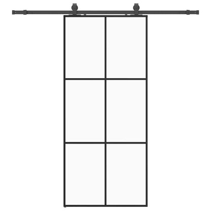 vidaXL Sliding Door with Hardware Set Black 90x205 cm ESG Glass 2