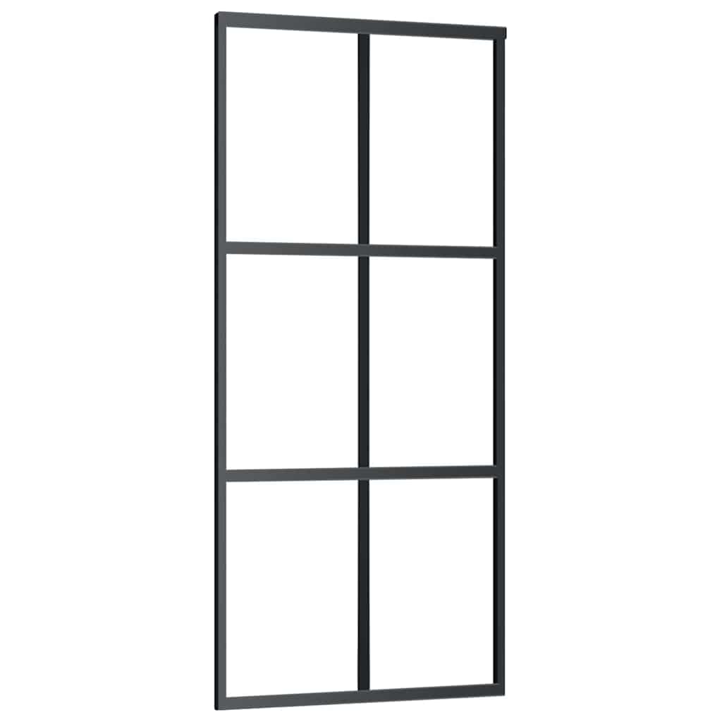 vidaXL Sliding Door with Hardware Set Black 90x205 cm ESG Glass 5