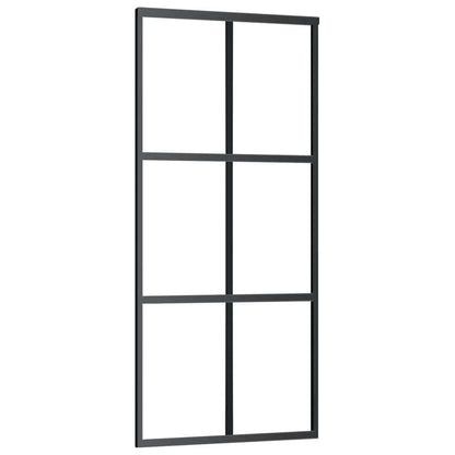 vidaXL Sliding Door with Hardware Set Black 90x205 cm ESG Glass 5
