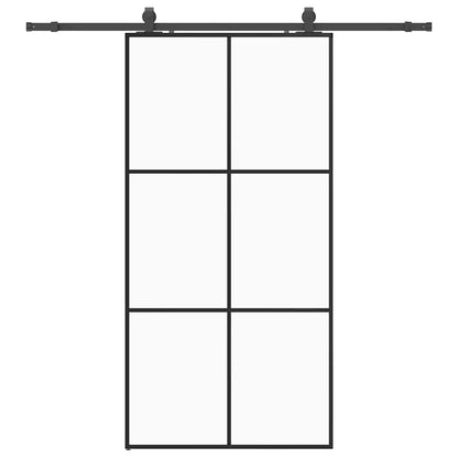 vidaXL Sliding Door with Hardware Set Black 102x205 cm ESG Glass 2