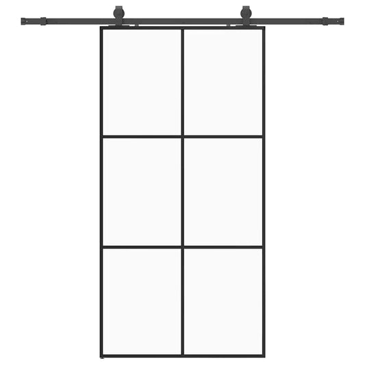 vidaXL Sliding Door with Hardware Set Black 102x205 cm ESG Glass 2