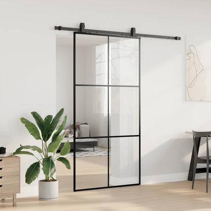 vidaXL Sliding Door with Hardware Set Black 102x205 cm ESG Glass 3