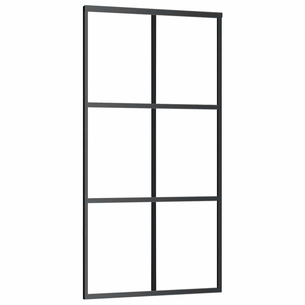 vidaXL Sliding Door with Hardware Set Black 102x205 cm ESG Glass 5
