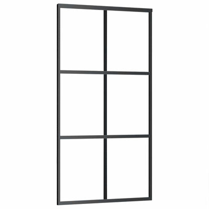 vidaXL Sliding Door with Hardware Set Black 102x205 cm ESG Glass 5