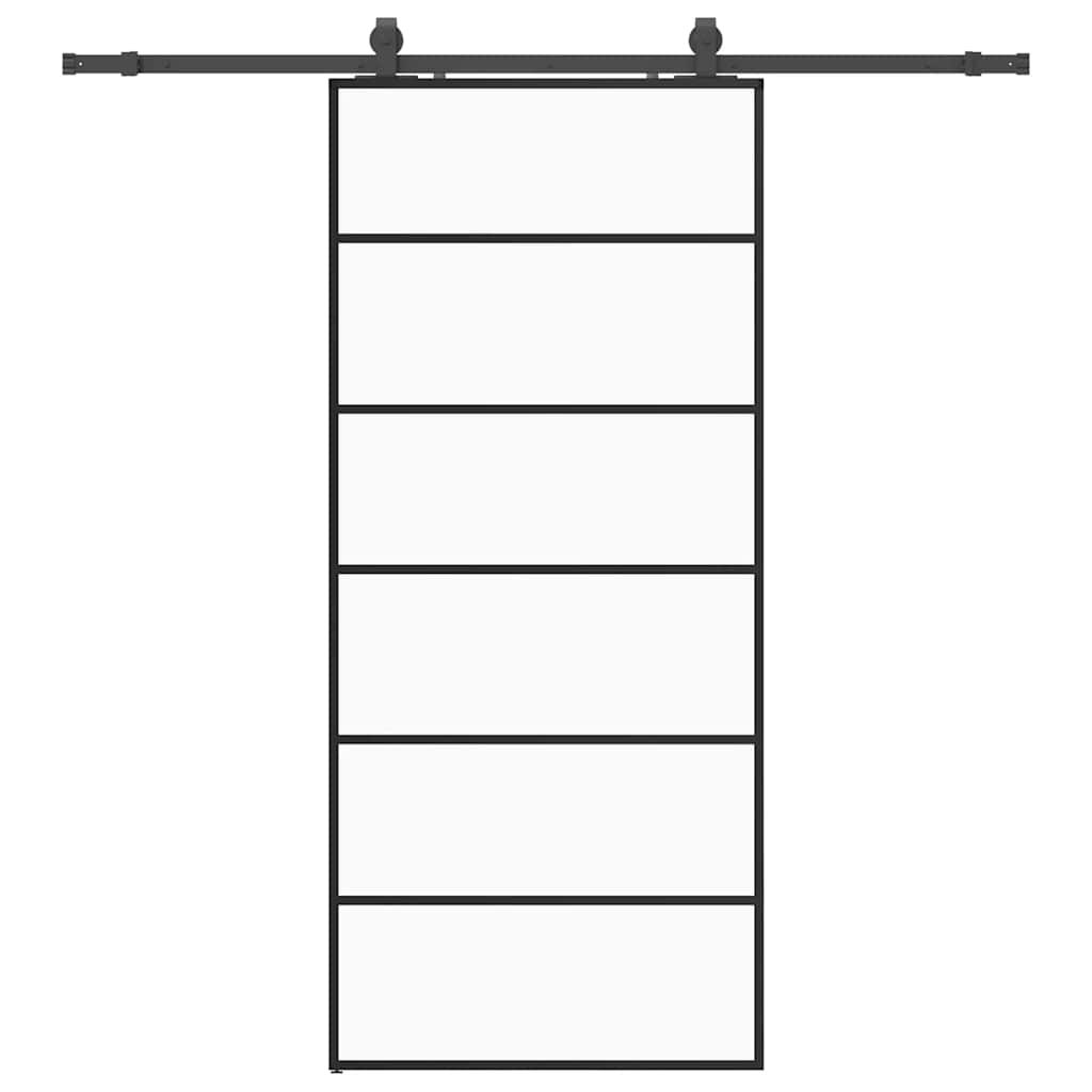 vidaXL Sliding Door with Hardware Set Black 90x205 cm ESG Glass 2