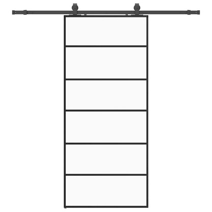 vidaXL Sliding Door with Hardware Set Black 90x205 cm ESG Glass 2