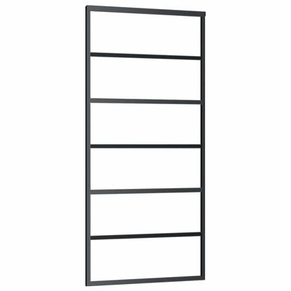 vidaXL Sliding Door with Hardware Set Black 90x205 cm ESG Glass 5