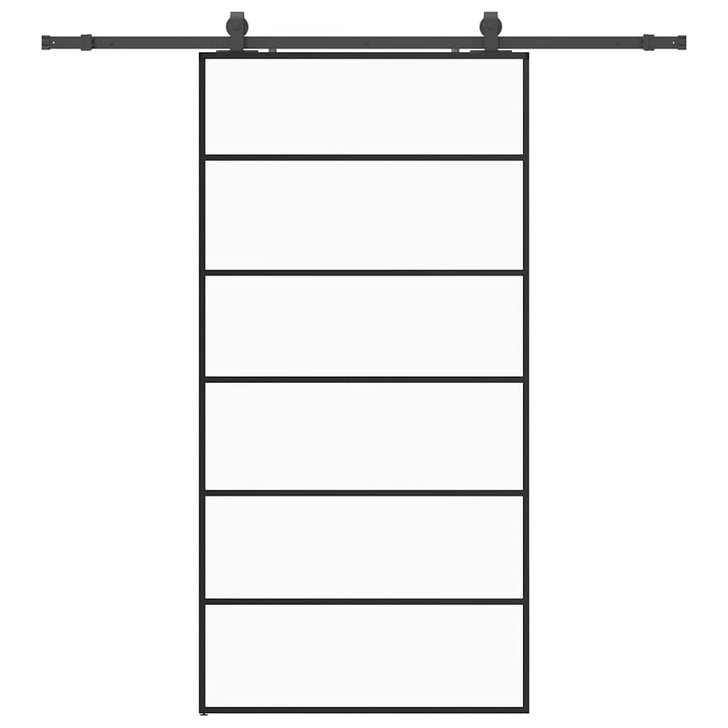 vidaXL Sliding Door with Hardware Set Black 102x205 cm ESG Glass 2