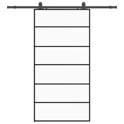 vidaXL Sliding Door with Hardware Set Black 102x205 cm ESG Glass 2