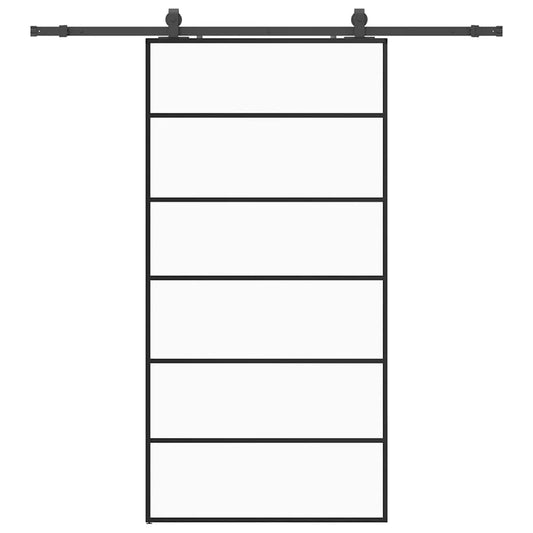 vidaXL Sliding Door with Hardware Set Black 102x205 cm ESG Glass 2