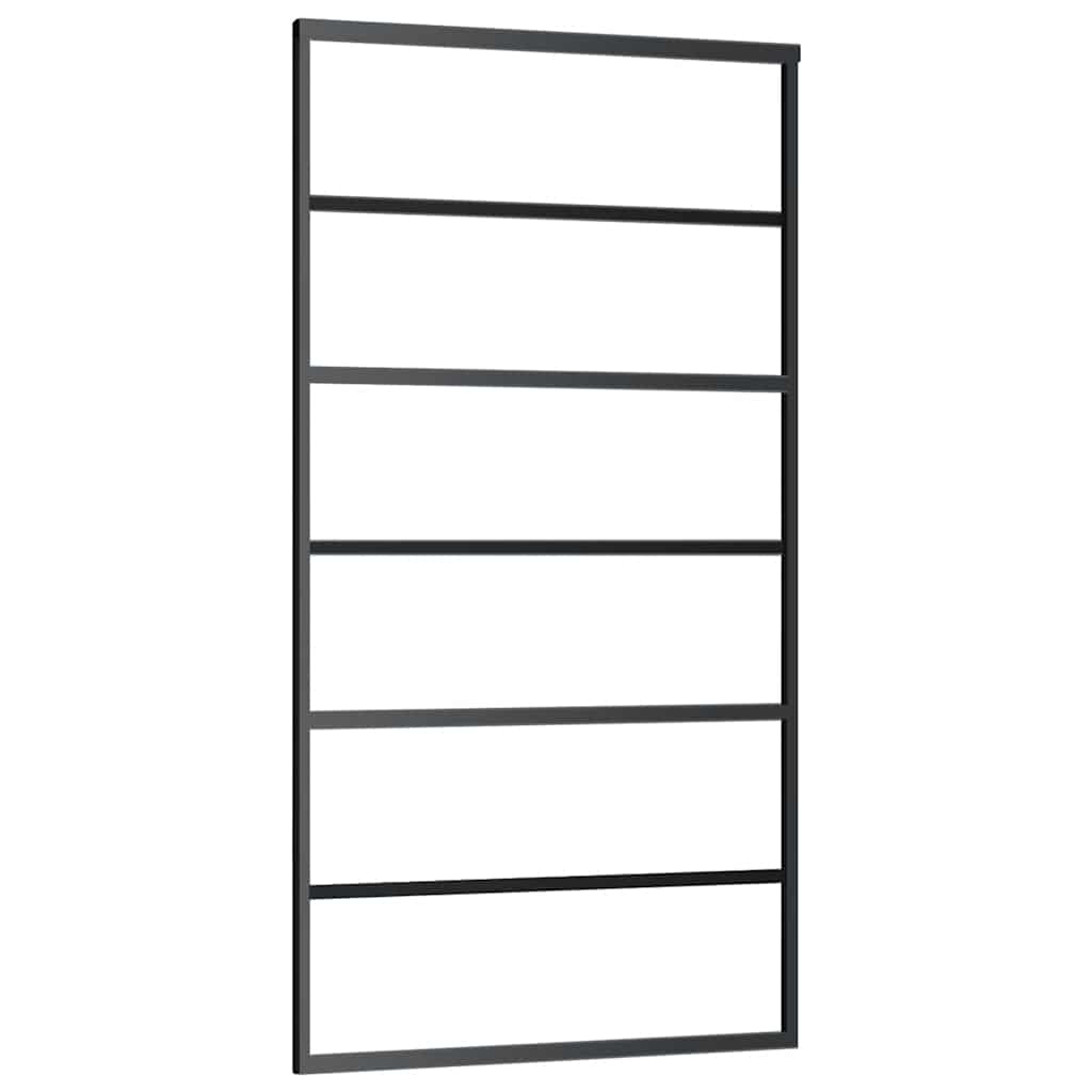 vidaXL Sliding Door with Hardware Set Black 102x205 cm ESG Glass 5