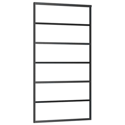 vidaXL Sliding Door with Hardware Set Black 102x205 cm ESG Glass 5