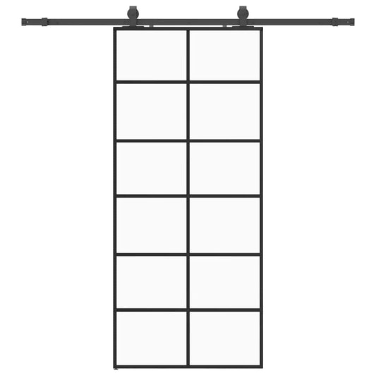 vidaXL Sliding Door with Hardware Set Black 90x205 cm ESG Glass 2