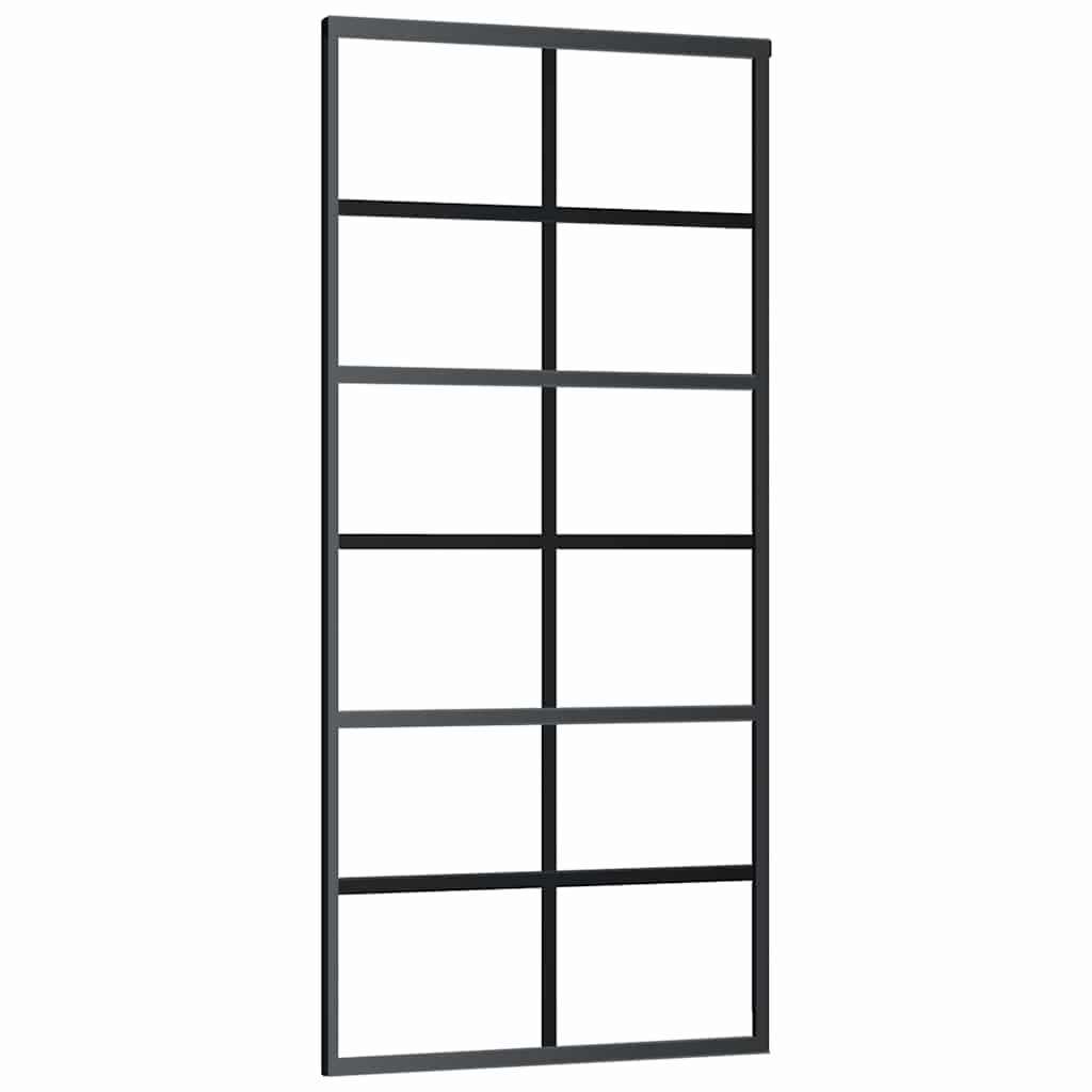 vidaXL Sliding Door with Hardware Set Black 90x205 cm ESG Glass 5