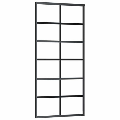 vidaXL Sliding Door with Hardware Set Black 90x205 cm ESG Glass 5