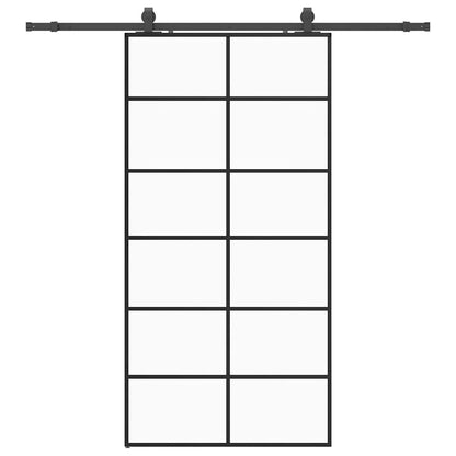 vidaXL Sliding Door with Hardware Set Black 102x205 cm ESG Glass 2