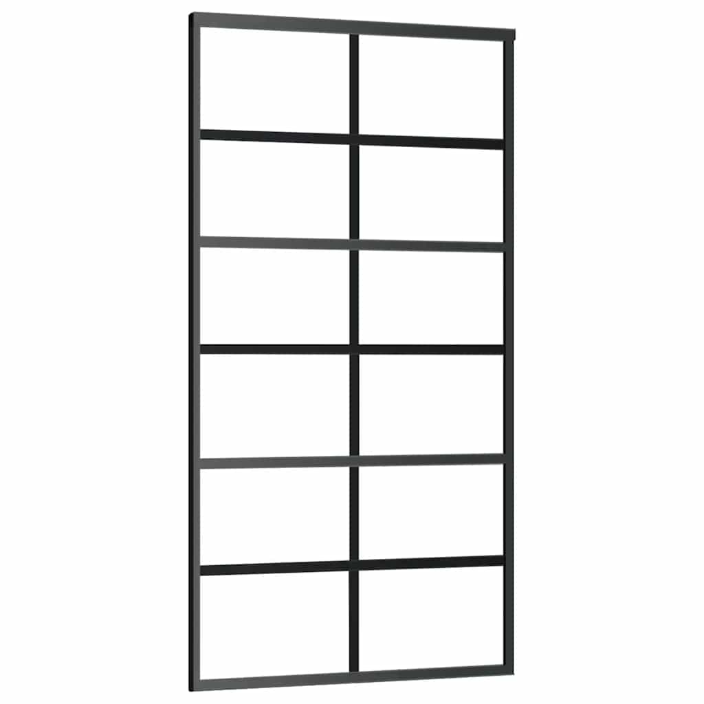 vidaXL Sliding Door with Hardware Set Black 102x205 cm ESG Glass 5