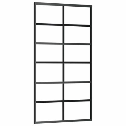 vidaXL Sliding Door with Hardware Set Black 102x205 cm ESG Glass 5