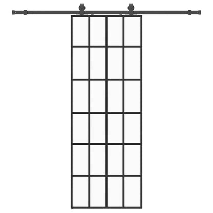 vidaXL Sliding Door with Hardware Set Black 76x205 cm ESG Glass 2