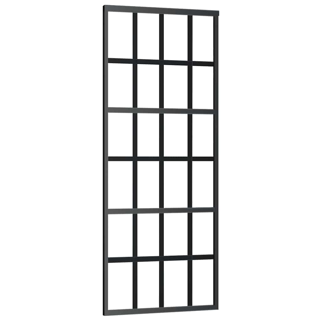 vidaXL Sliding Door with Hardware Set Black 76x205 cm ESG Glass 5