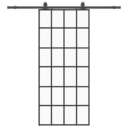 vidaXL Sliding Door with Hardware Set Black 90x205 cm ESG Glass 2