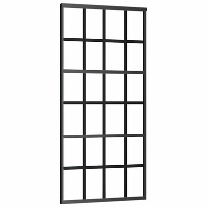 vidaXL Sliding Door with Hardware Set Black 90x205 cm ESG Glass 5