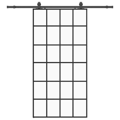 vidaXL Sliding Door with Hardware Set Black 102x205 cm ESG Glass 2